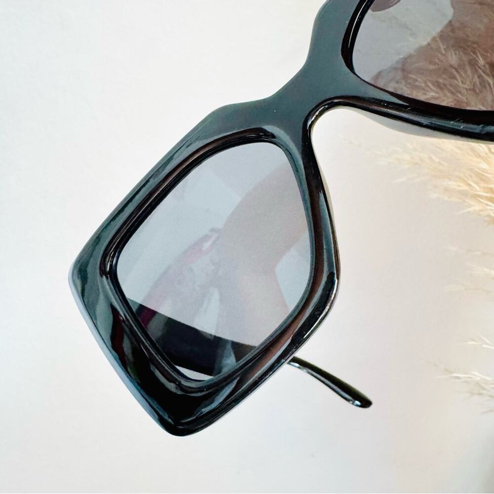 NEW NORDSTROM Black Solid $78 Chunky Oversized Plastic Sunglasses Sunnies Y2K - Picture 11 of 14